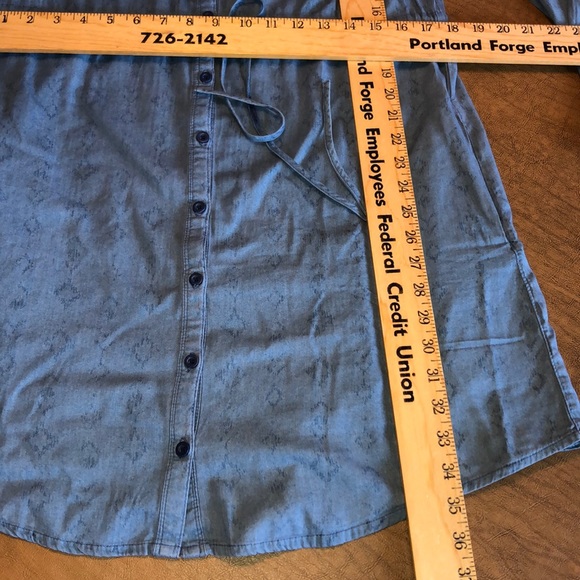 C Brand Long Sleeve 2 Tone Blue Mid Length Dress - Picture 8 of 8